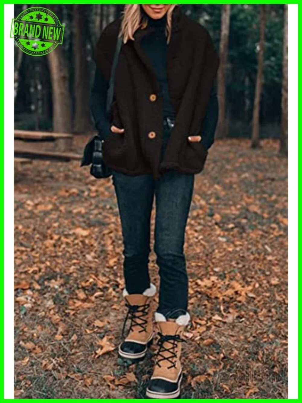 Fuzzy Fleece Oversized Sherpa Vest with Pockets
